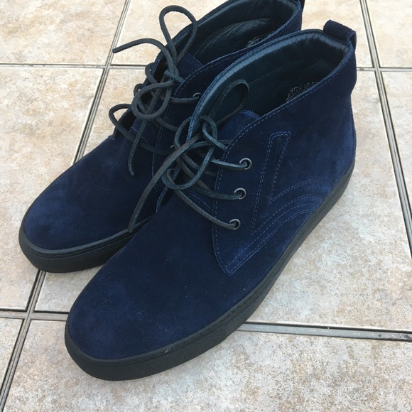 Canali navy suede ankle boots men shoes 42